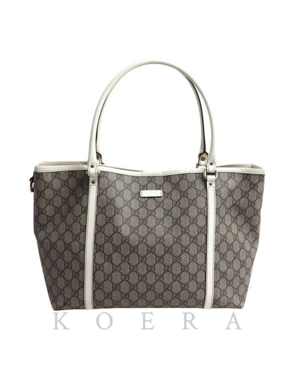 Gucci GG Supreme Tote Bag Beige White